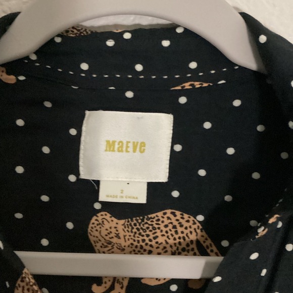 Maeve Anthropologie Leopard Print‎ Polka Dot Button Down Shirt - Picture 3 of 6